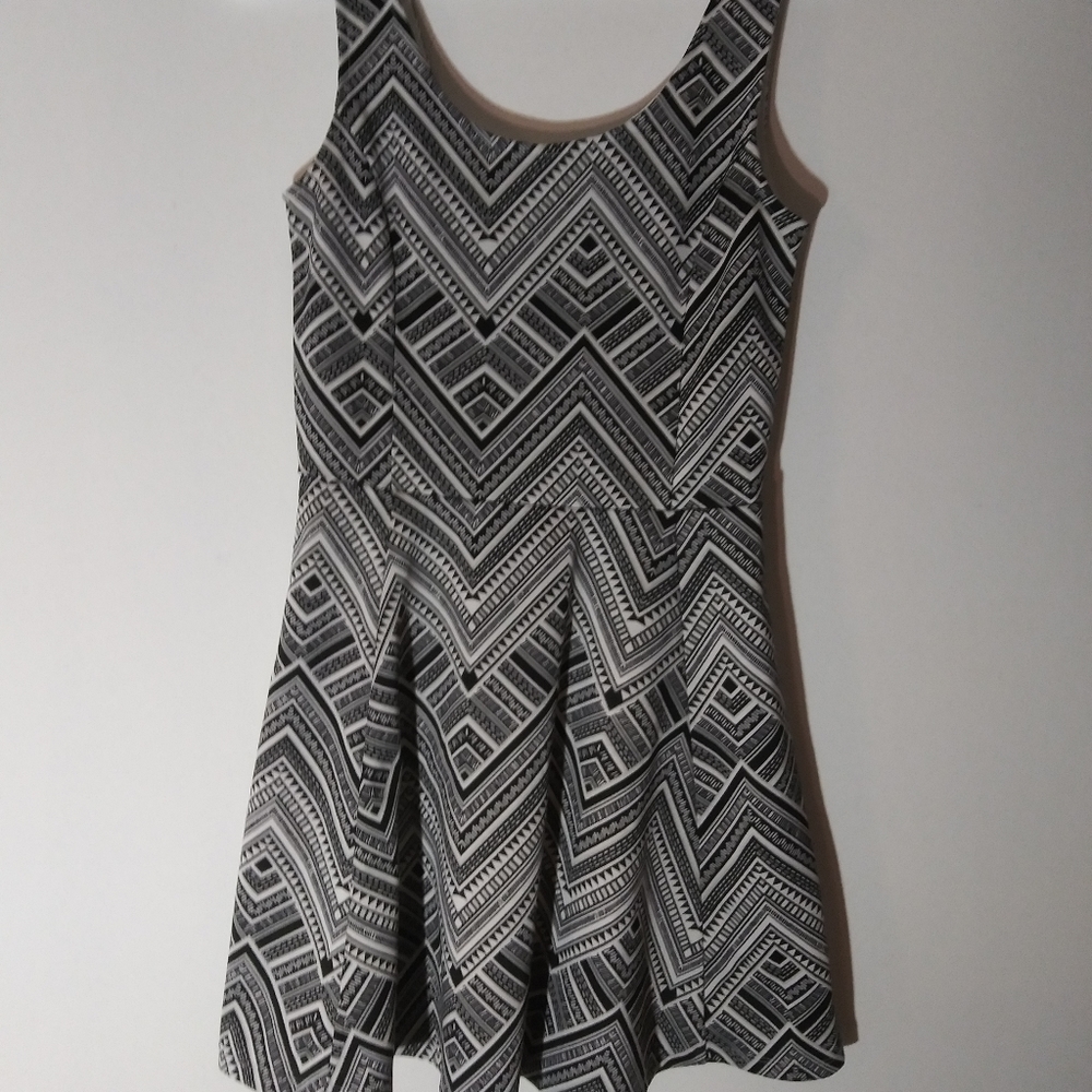 Divided skater dress black & white 8
